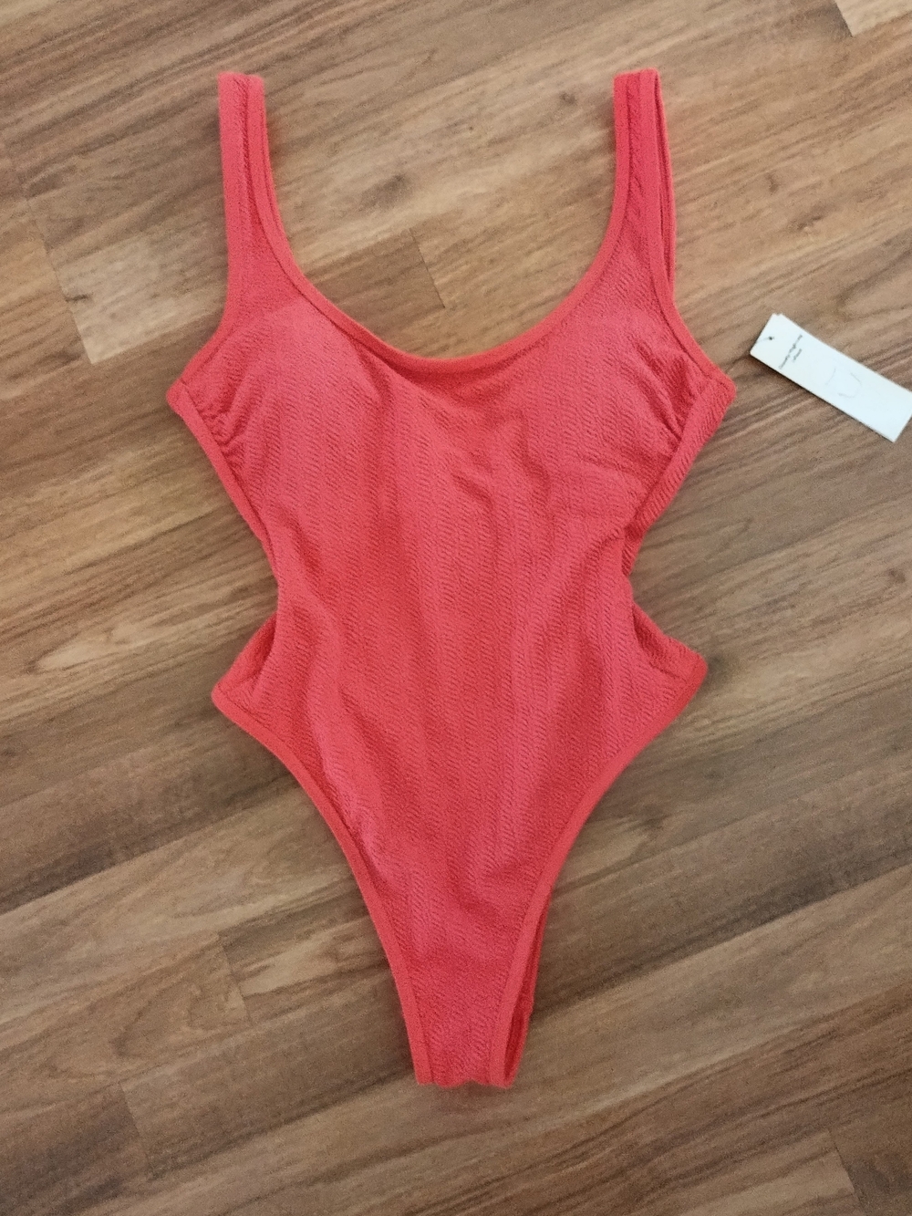 NWT No Boundaries Coral Pink Textured One-Piece Swimsuit